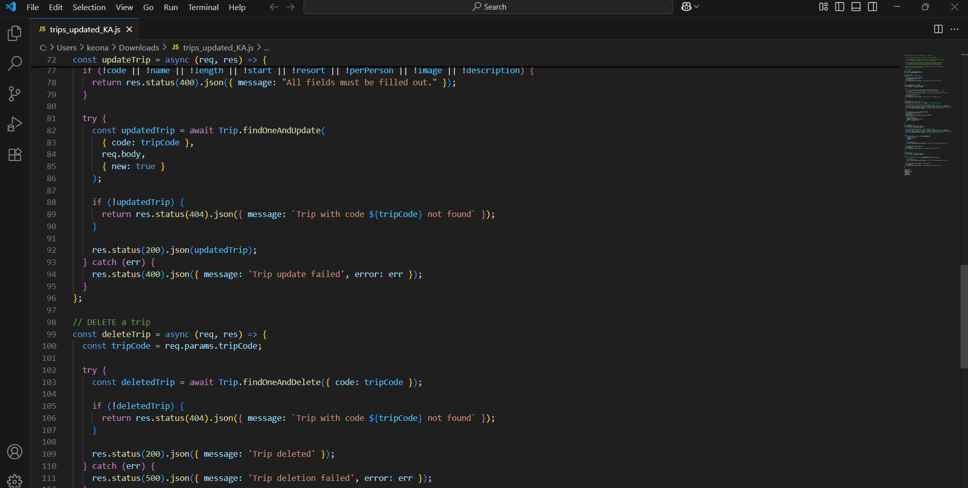 Updated PUT and DELETE route logic